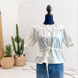 Rochelle Behrens The Shirt Kayla Button Down Peplum Top